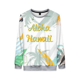 Женский свитшот 3D с принтом Aloha Hawaii в Кировске, 100% полиэстер с мягким внутренним слоем | круглый вырез горловины, мягкая резинка на манжетах и поясе, свободная посадка по фигуре | aloha | summer | sun | travel | гавайи | лето | путешествия