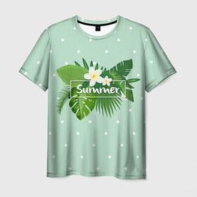 Мужская футболка 3D с принтом Summer в Кировске, 100% полиэфир | прямой крой, круглый вырез горловины, длина до линии бедер | flowers | summer | лето | тропики | цветы