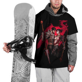 Накидка на куртку 3D с принтом Dragon Age. Морриган и Хоук в Кировске, 100% полиэстер |  | hawke | morrigan | rpg | рпг | фентези