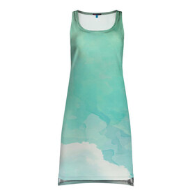 Платье-майка 3D с принтом Облако в Кировске, 100% полиэстер | полуприлегающий силуэт, широкие бретели, круглый вырез горловины, удлиненный подол сзади. | абстракт | вектор | звезды | зеленый | красиво | небо | облако | синий | узор