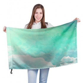 Флаг 3D с принтом Облако в Кировске, 100% полиэстер | плотность ткани — 95 г/м2, размер — 67 х 109 см. Принт наносится с одной стороны | абстракт | вектор | звезды | зеленый | красиво | небо | облако | синий | узор