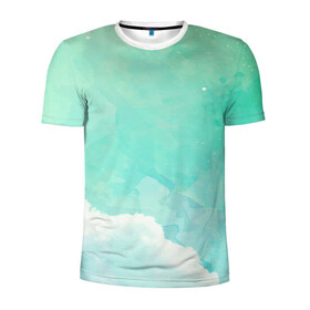 Мужская футболка 3D спортивная с принтом Облако в Кировске, 100% полиэстер с улучшенными характеристиками | приталенный силуэт, круглая горловина, широкие плечи, сужается к линии бедра | абстракт | вектор | звезды | зеленый | красиво | небо | облако | синий | узор