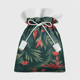 Подарочный 3D мешок с принтом Тропики в Кировске, 100% полиэстер | Размер: 29*39 см | Тематика изображения на принте: вектор | джунгли | дизайн | зеленый | красиво | красный | лес | лето | папоротник | тропики | тропические листья