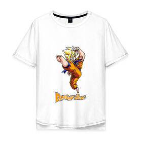 Мужская футболка хлопок Oversize с принтом DRAGON BALL в Кировске, 100% хлопок | свободный крой, круглый ворот, “спинка” длиннее передней части | 