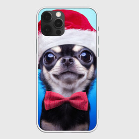 Чехол для iPhone 12 Pro Max с принтом рождество в Кировске, Силикон |  | dog | happy new year | бантик | взгляд | глаза | новый год | пинчер | праздник | санта клаус | собака | той терьер