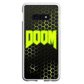 Чехол для Samsung S10E с принтом DOOM в Кировске, Силикон | Область печати: задняя сторона чехла, без боковых панелей | devil | doom | hell | mark of the doom slayer | slayer | ад | гарнил | дум | знаки | иероглифы | компьютерные игры 2019 | преисподняя | символ | солдат