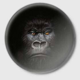 Значок с принтом Горилла 3D в Кировске,  металл | круглая форма, металлическая застежка в виде булавки | горилла | животные | обезьянка