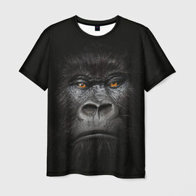 Мужская футболка 3D с принтом Горилла 3D в Кировске, 100% полиэфир | прямой крой, круглый вырез горловины, длина до линии бедер | горилла | животные | обезьянка