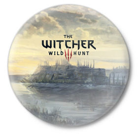 Значок с принтом The Witcher 3: Wild Hunt в Кировске,  металл | круглая форма, металлическая застежка в виде булавки | wild hunt | witcher | арбалет | ведьмак 3 | геральт | дикая | магия | охота | сказка | сфера | фэнтези | цири