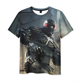 Мужская футболка 3D с принтом Crysis в Кировске, 100% полиэфир | прямой крой, круглый вырез горловины, длина до линии бедер | crysis | warhead | wars | гамма | инопланетян | кризис | лазер | наногранаты | нанокостюм | оружия | прицел | экзоскелет