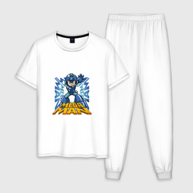 Мужская пижама хлопок с принтом Megaman в Кировске, 100% хлопок | брюки и футболка прямого кроя, без карманов, на брюках мягкая резинка на поясе и по низу штанин
 | 