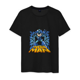 Мужская футболка хлопок с принтом Megaman в Кировске, 100% хлопок | прямой крой, круглый вырез горловины, длина до линии бедер, слегка спущенное плечо. | 