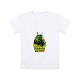 Детская футболка хлопок с принтом Тоторо в Кировске, 100% хлопок | круглый вырез горловины, полуприлегающий силуэт, длина до линии бедер | art | hayao miyazaki | mei kusakabe | tonari no totoro | берлога | лапа | лес | мой сосед тоторо | хаяо миядзаки