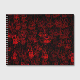 Альбом для рисования с принтом КРОВАВЫЕ РУКИ в Кировске, 100% бумага
 | матовая бумага, плотность 200 мг. | blood | blood mask | hand | mask | pattern | брызги | кровавая маска | кровавые руки | кровь | маска | паттерн | потеки | руки