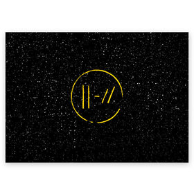 Поздравительная открытка с принтом TOP BLACK SPACE в Кировске, 100% бумага | плотность бумаги 280 г/м2, матовая, на обратной стороне линовка и место для марки
 | 21 pilots | 21p | music | rock | top | trench | twenty one pilots | группа | музыка | рок