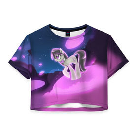 Женская футболка 3D укороченная с принтом My Little Pony в Кировске, 100% полиэстер | круглая горловина, длина футболки до линии талии, рукава с отворотами | little | magic | my | pony | дракон | дружба | единорог | искорка | пони | селестия | спайк | сумеречная | это чудо