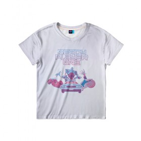 Детская футболка 3D с принтом Ready Player One - delorean в Кировске, 100% гипоаллергенный полиэфир | прямой крой, круглый вырез горловины, длина до линии бедер, чуть спущенное плечо, ткань немного тянется | Тематика изображения на принте: 