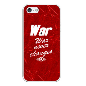 Чехол для iPhone 5/5S матовый с принтом WAR NEVER CHANGES в Кировске, Силикон | Область печати: задняя сторона чехла, без боковых панелей | Тематика изображения на принте: 101 | 111 | 76 | atom cats | bethesda | brotherhood of steel | fallout | nuka cola | outcast | tunnel snakes | vault | war | братство стали | бункер | война | убежище | фолаут | фоллаут | ядеркола