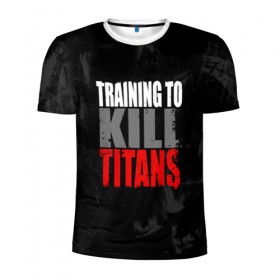 Мужская футболка 3D спортивная с принтом Training to kill ttans в Кировске, 100% полиэстер с улучшенными характеристиками | приталенный силуэт, круглая горловина, широкие плечи, сужается к линии бедра | 