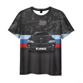 Мужская футболка 3D с принтом BMW X5 в Кировске, 100% полиэфир | прямой крой, круглый вырез горловины, длина до линии бедер | Тематика изображения на принте: bmw | bmw x5 | x5 | автомобиль | бмв | бмв х5 | бмвешка | бэха | машина | тачка | х5