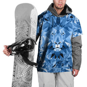 Накидка на куртку 3D с принтом Сине-бело-голубой лев в Кировске, 100% полиэстер |  | fczp | spb | zenit | белый | геометрия | зенит | питер | санкт петербург | синий | спб | треугольники