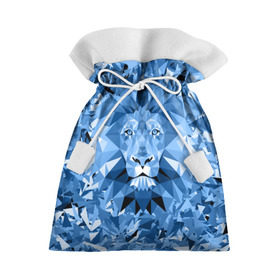Подарочный 3D мешок с принтом Сине-бело-голубой лев в Кировске, 100% полиэстер | Размер: 29*39 см | fczp | spb | zenit | белый | геометрия | зенит | питер | санкт петербург | синий | спб | треугольники