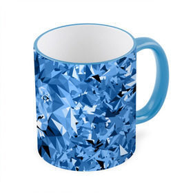 Кружка 3D с принтом Сине-бело-голубой лев в Кировске, керамика | ёмкость 330 мл | fczp | spb | zenit | белый | геометрия | зенит | питер | санкт петербург | синий | спб | треугольники