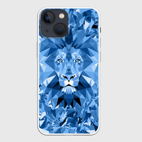 Чехол для iPhone 13 mini с принтом Сине бело голубой лев в Кировске,  |  | fczp | spb | zenit | белый | геометрия | зенит | питер | санкт петербург | синий | спб | треугольники