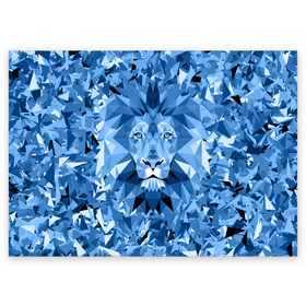 Поздравительная открытка с принтом Сине-бело-голубой лев в Кировске, 100% бумага | плотность бумаги 280 г/м2, матовая, на обратной стороне линовка и место для марки
 | Тематика изображения на принте: fczp | spb | zenit | белый | геометрия | зенит | питер | санкт петербург | синий | спб | треугольники