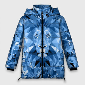 Женская зимняя куртка 3D с принтом Сине-бело-голубой лев в Кировске, верх — 100% полиэстер; подкладка — 100% полиэстер; утеплитель — 100% полиэстер | длина ниже бедра, силуэт Оверсайз. Есть воротник-стойка, отстегивающийся капюшон и ветрозащитная планка. 

Боковые карманы с листочкой на кнопках и внутренний карман на молнии | fczp | spb | zenit | белый | геометрия | зенит | питер | санкт петербург | синий | спб | треугольники