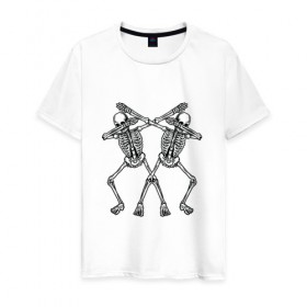 Мужская футболка хлопок с принтом Skeletons в Кировске, 100% хлопок | прямой крой, круглый вырез горловины, длина до линии бедер, слегка спущенное плечо. | 