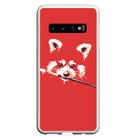 Чехол для Samsung Galaxy S10 с принтом Красная панда в Кировске, Силикон | Область печати: задняя сторона чехла, без боковых панелей | Тематика изображения на принте: енот | кисть | лиса | малая панда | художник