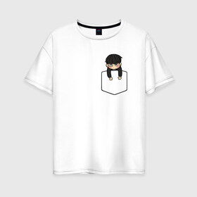 Женская футболка хлопок Oversize с принтом Моб в кармане в Кировске, 100% хлопок | свободный крой, круглый ворот, спущенный рукав, длина до линии бедер
 | anime | mob psycho 100 | shigeo kageyama | аниме | моб психо 100