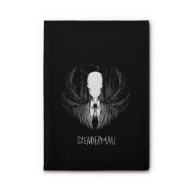 Обложка для автодокументов с принтом SLENDER MAN в Кировске, натуральная кожа |  размер 19,9*13 см; внутри 4 больших “конверта” для документов и один маленький отдел — туда идеально встанут права | horror | slender | slender the arrival | slenderman | монстры | ночь | фантастика