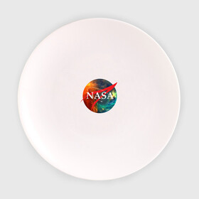 Тарелка с принтом Nasa Space в Кировске, фарфор | диаметр - 210 мм
диаметр для нанесения принта - 120 мм | америка | астронавт | звезды | космонавт | космос | логотип | наса | сша
