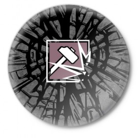 Значок с принтом R6S SLEDGE в Кировске,  металл | круглая форма, металлическая застежка в виде булавки | 6 | cybersport | esport | logo | pro league | rainbow | rainbow six siege | six | sledge | team | киберспорт | лого | радуга осада