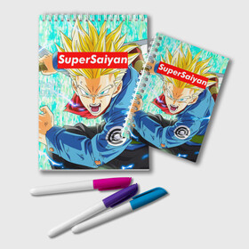 Блокнот с принтом Super Saiyan в Кировске, 100% бумага | 48 листов, плотность листов — 60 г/м2, плотность картонной обложки — 250 г/м2. Листы скреплены удобной пружинной спиралью. Цвет линий — светло-серый
 | Тематика изображения на принте: anime | dragon ball | аниме | гоку | драгон бол | дракона жемчуг