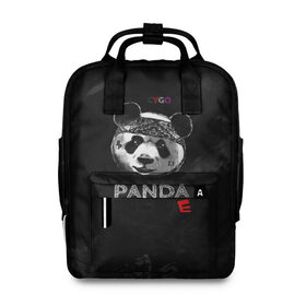 Женский рюкзак 3D с принтом Cygo - panda E в Кировске, 100% полиэстер | лямки с регулируемой длиной, сверху ручки, чтобы рюкзак нести как сумку. Основное отделение закрывается на молнию, как и внешний карман. Внутри два дополнительных кармана, один из которых закрывается на молнию. По бокам два дополнительных кармашка, куда поместится маленькая бутылочка
 | Тематика изображения на принте: cygo | panda e | rap | бандана | гепард | голова | леонид вакальчук | медведь | мы бежим с тобой как будто от гепарда | надпись | панда е | реп | репер | рэп | рэпер | сайго | суго | цуго