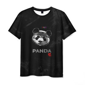 Мужская футболка 3D с принтом Cygo - panda E в Кировске, 100% полиэфир | прямой крой, круглый вырез горловины, длина до линии бедер | cygo | panda e | rap | бандана | гепард | голова | леонид вакальчук | медведь | мы бежим с тобой как будто от гепарда | надпись | панда е | реп | репер | рэп | рэпер | сайго | суго | цуго