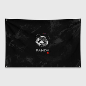 Флаг-баннер с принтом Cygo - panda E в Кировске, 100% полиэстер | размер 67 х 109 см, плотность ткани — 95 г/м2; по краям флага есть четыре люверса для крепления | cygo | panda e | rap | бандана | гепард | голова | леонид вакальчук | медведь | мы бежим с тобой как будто от гепарда | надпись | панда е | реп | репер | рэп | рэпер | сайго | суго | цуго
