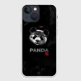 Чехол для iPhone 13 mini с принтом Cygo   panda E в Кировске,  |  | cygo | panda e | rap | бандана | гепард | голова | леонид вакальчук | медведь | мы бежим с тобой как будто от гепарда | надпись | панда е | реп | репер | рэп | рэпер | сайго | суго | цуго