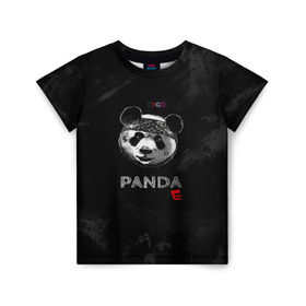 Детская футболка 3D с принтом Cygo - panda E в Кировске, 100% гипоаллергенный полиэфир | прямой крой, круглый вырез горловины, длина до линии бедер, чуть спущенное плечо, ткань немного тянется | cygo | panda e | rap | бандана | гепард | голова | леонид вакальчук | медведь | мы бежим с тобой как будто от гепарда | надпись | панда е | реп | репер | рэп | рэпер | сайго | суго | цуго