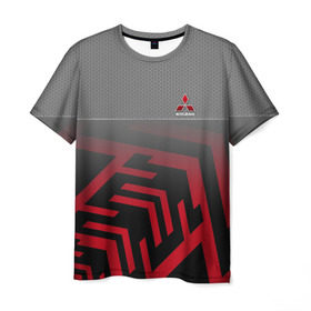 Мужская футболка 3D с принтом Mitsubishi brend: Pattern в Кировске, 100% полиэфир | прямой крой, круглый вырез горловины, длина до линии бедер | 