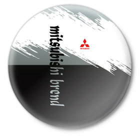 Значок с принтом Mitsubishi brend: Надпись в Кировске,  металл | круглая форма, металлическая застежка в виде булавки | 