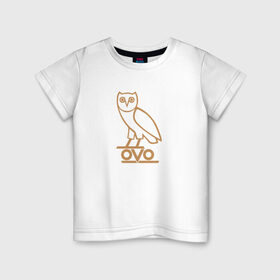 Детская футболка хлопок с принтом OVO owl в Кировске, 100% хлопок | круглый вырез горловины, полуприлегающий силуэт, длина до линии бедер | Тематика изображения на принте: drake | hotlinebling | more life | ovo | sixgod | дрейк
