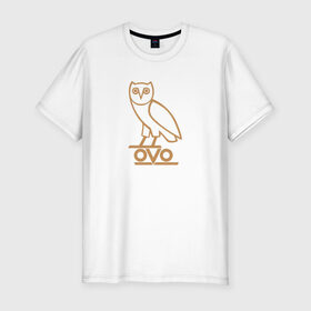 Мужская футболка премиум с принтом OVO owl в Кировске, 92% хлопок, 8% лайкра | приталенный силуэт, круглый вырез ворота, длина до линии бедра, короткий рукав | drake | hotlinebling | more life | ovo | sixgod | дрейк