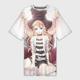 Платье-футболка 3D с принтом Рейчел ангел в Кировске,  |  | angels of death | anime | satsuriku no tenshi | ангел кровопролития | аниме
