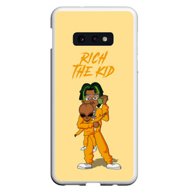 Чехол для Samsung S10E с принтом Rich The Kid в Кировске, Силикон | Область печати: задняя сторона чехла, без боковых панелей | freshman | kid | plug | rap | rich | the | walk | богатый | волк | зе кид | инопланетянин | нло | плаг | ребенок | репер | рич | рэп | рэпер | фрешмен