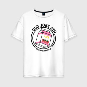 Женская футболка хлопок Oversize с принтом Strawberry Milk Odd Jobs Gin в Кировске, 100% хлопок | свободный крой, круглый ворот, спущенный рукав, длина до линии бедер
 | anime | gin tama | gintama | аниме | гинтама