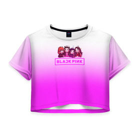 Женская футболка 3D укороченная с принтом BLACKPINK в Кировске, 100% полиэстер | круглая горловина, длина футболки до линии талии, рукава с отворотами | blackpink | k pop | блэк пинк | дженни | джису | лис | розэ